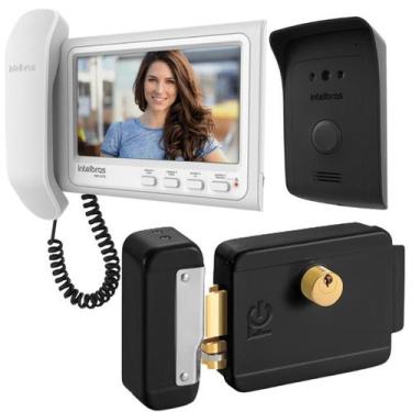 Imagem de Kit 1 Vídeo Porteiro Interfone IVR 1070 HS + 1 Fechadura Preta Reversí