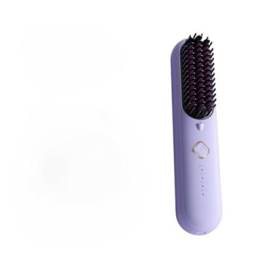 Imagem de Escova Alisadora, Mini Escova Prática com íOns Portátil sem Fio Recarregável para Cabelos Lisos Ferramenta Modelagem(Z09-roxo)