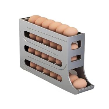 Imagem de Porta Ovos 4 Andares Rolante em Plástico para Geladeira Organizador 20 a 30 Ovos (1 PEÇA 4 ANDARES - CINZA)