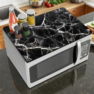 Imagem de Capa de microondas, resistente ao calor, antiderrapante, protetor de balcão, não apagável, impermeável, para lavadora, geladeira de micro-ondas (preto, 45 x 35 cm)