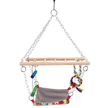 Imagem de Akozon Brinquedo Pendurado para de Balanço de Papagaio para Animais de Estimação - Rede de Escalada Multifuncional para Pequenos Pássaros e Animais de Estimação