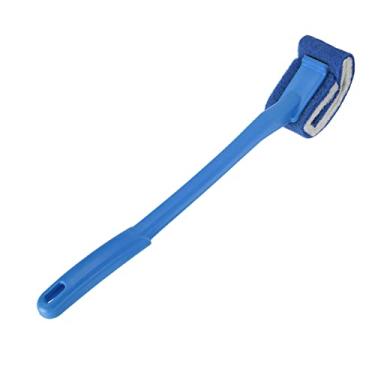 Imagem de Limpador de escova de vaso sanitário, cerdas macias, cabeça curvada, sem necessidade de detergente, ferramenta de limpeza de banheiro para casa, salão de beleza, material de fibra (Azul)