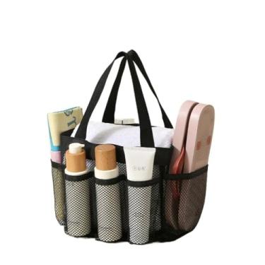 Imagem de hadefa Organizador de chuveiro de malha portátil para dormitório de faculdade essenciais, bolsa de natação impermeável com 8 bolsos para viagem, academia, praia, chuveiro, roupa de banho, toalhas