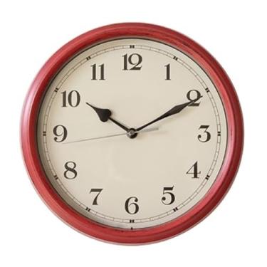 Imagem de Relógio de parede Relógio de parede nórdico vintage 28 cm com tampa vidro, funciona a pilhas e não faz tique-taque para decoração de casa(Claret)