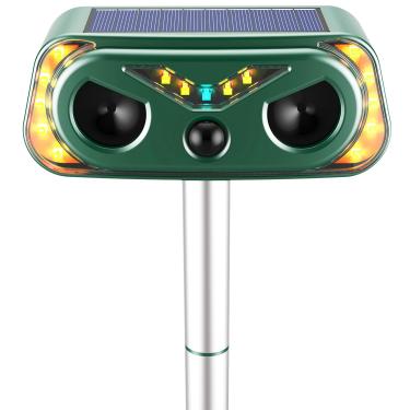 Imagem de Repelente solar ultrassônico de animais ao ar livre, repelente de gatos ao ar livre com detecção de movimento, gambá para quintal, jardim, fazenda, guaxinim, esquilo, veado, coelho, repelente de