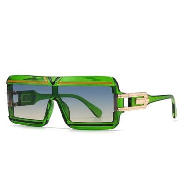 Imagem de Óculos de sol retangulares grandes e luxuosos, retrô, esportivo, para atividades ao ar livre (verde)