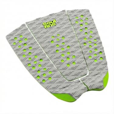 Imagem de Deck para Prancha de Surf Modelo Atleta - Tração Extrema com Kick 27mm - Antiderrapante 3 Peças Vazado - Design Dupla Cor (Cinza/Verde)