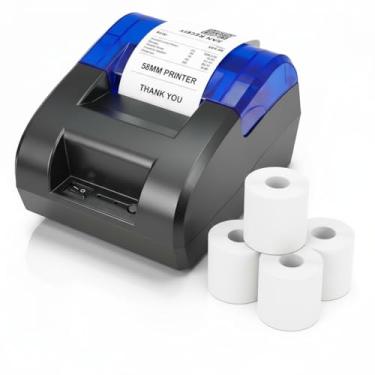 Imagem de Qigreesol Impressora térmica de recibos de 58 mm, papel térmico de 4 rolos, impressora de cozinha de restaurante, interface Ethernet da série USB adequada para iOS/Windows/Linux