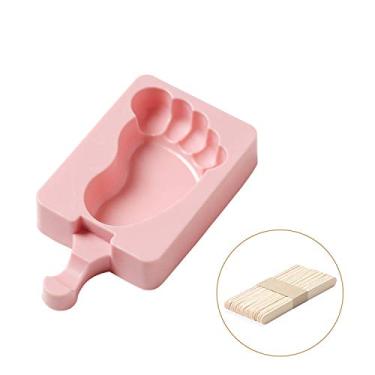 Imagem de Molde de silicone para sorvete em forma de pegada molde de picolé reutilizável para máquina de sobremesa congelada rosa