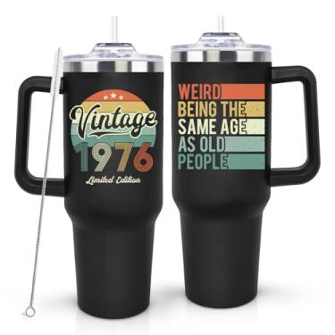 Imagem de LHSCVUFASC Presentes de aniversário de 50 anos para ele, decorações vintage de 50 anos de 1976 para homens e mulheres, ideias de presentes para homens, mulheres, mãe, pai, esposa, marido - copo copo