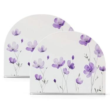 Imagem de Wassud Porta-guardanapos acrílico de flores simples e minimalistas, dispensador de guardanapos de papel moderno em forma de U para mesa, cozinha, sala de jantar, bancada 2 peças (comporta 50-60