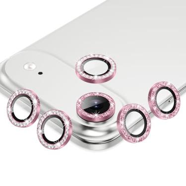 Imagem de AGVEE Pacote com 3 + 3 6 para iPhone 17 Air 6,5 polegadas, protetor de lente de câmera de vidro temperado HD e anel de metal com glitter brilhante 9H, azul brilhante