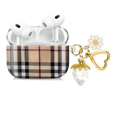 Imagem de Compatível com AirPod Pro 2ª/1ª geração, 2023/2022/2019, a capa de fone de ouvido sem fio totalmente protegida à prova de choque vem com um lindo e lindo pingente de chaveiro de morango (cristal)