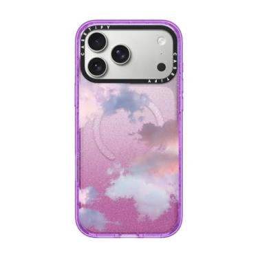 Imagem de CASETiFY Capa Impact para iPhone 17 Pro Max [fina/compatível com Magsafe/2,5 m. Proteção contra quedas de grau militar 4X] - Nuvens - Glitter Roxo