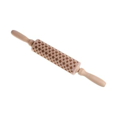 Imagem de Baoblaze Rolo de madeira com natalino, decoração de cozinha charmosa e para assar massas, tortas e fondant, Style a
