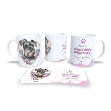 Imagem de Caneca de Cerâmica Beagle, Branca e Rosa, com Ilustração de Cachorro e Flores, Tema Pet, Design com Patinhas e Corações (13205)