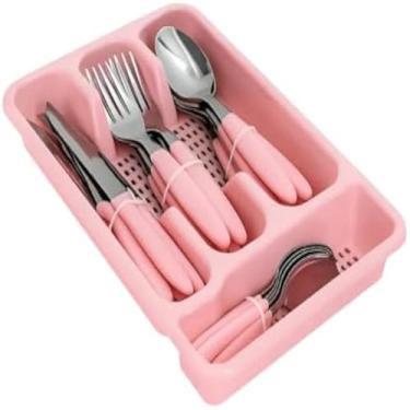 Imagem de Conjunto de Talheres Palmas 25 Pecas Com Organizador - Rosa