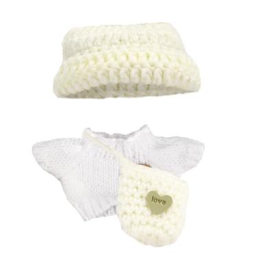 Imagem de Conjunto de Roupas Boneca, 3un Roupa Boneca de Pelúcia Incluindo Chapéu Suéter Bolsa Roupa Fofa Acessórios para Bonecas 17 cm Apenas Incluindo Roupas (Branco)