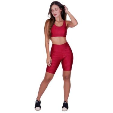 Imagem de Conjunto Fitness de Academia Top com Bojo Removível e Bermuda 3D Adulto Feminino Terra e Mar-Feminino