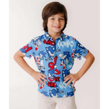 Imagem de Camisa Infantil Sonic Tam 4 a 10 Azul-88004, Azul, 4