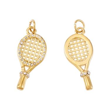 Imagem de Elecrelive Pingentes Dourados de Ténis Banhado a Ouro 18K Pingentes de Zircônia Cúbica Pingentes Bola Esportes Pingentes de Cristal para Colar Pulseira Brincos Fabricação de Joias