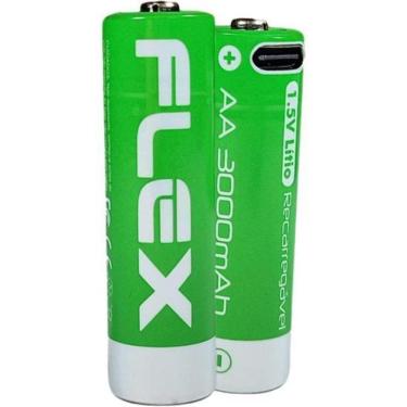 Imagem de Pilha Recarregável Aa 1.5V 3000Mah  C/2 Pilhas  Flex
