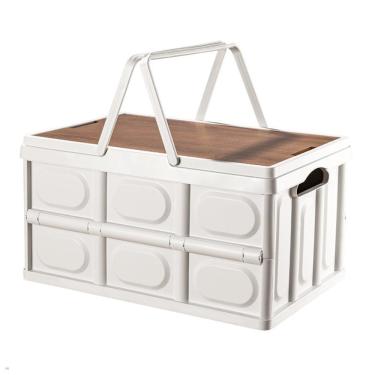 Imagem de Caixa Dobravel Vira Mesa Portatil Armazenamento Cesta Empilhavel Multiuso Banqueta Viagem Praia Portatil Alca Acampament