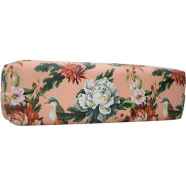 Imagem de Estojo Escolar Floral, Material PU Resistente, Rosa com Estampa de Flores e Pássaros, Fechamento em Zíper, 22x5x8cm