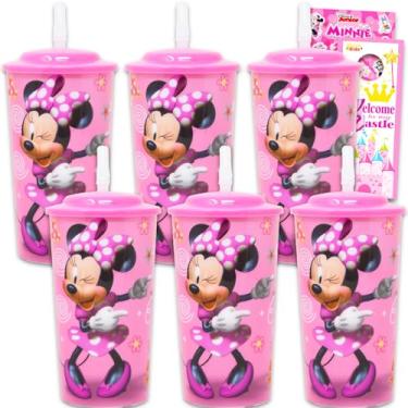 Imagem de Conjunto de copos da Minnie Mouse da Disney – Pacote com 6 copos da Minnie com canudo e adesivos da Minnie (copo da Minnie para crianças e adultos)