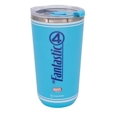 Imagem de Zonacriativa - Copo Térmico Sky Quarteto Fantástico Marvel 500ml | Aço inoxidável parede dupla e tampa hermética com clique | Ideal para faculdade e trabalho