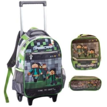 Imagem de Kit Mochila de Rodinha Denlex Gamecraft 1519-Masculino