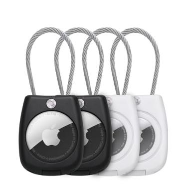 Imagem de EVEO Suporte de AirTag para Apple AirTag com cabo de arame, pacote com 4 porta-chaves com trava de ar, chaveiro, chaveiro, etiqueta de bagagem para chaves, bagagem e mais chaveiros masculinos e