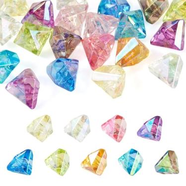 Imagem de 20 peças de contas triangulares de acrílico lindas contas de plástico iridescentes contas soltas para pulseira faça você mesmo, brinco, colar, joias, berloque estético, miçanga para chaveiro, telefone