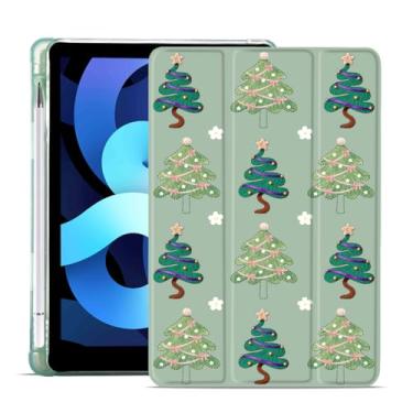 Imagem de MAYCARI Capa de Natal para iPad A16 11 polegadas 2025 com suporte para lápis, árvore de Natal original capa protetora traseira de TPU macio para iPad 10ª geração auto hibernar/despertar capa fina