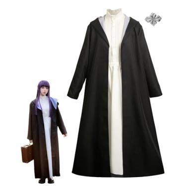 Imagem de Deboyar Fantasia de bruxa feminina, anime, elfo, cosplay, roupão, branco, preto, casaco, capa, capa, faixa de cabeça, acessórios para adultos, Preto, M