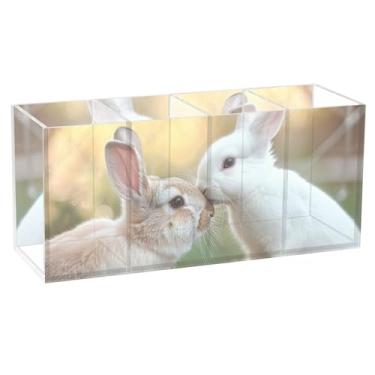 Imagem de TSENQUE Porta-lápis de acrílico personalizado beijando dia dos namorados para canetas, organizador de mesa, organizador de papelaria, copos decorativos de escritório, mesa