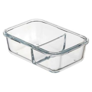 Imagem de Pote Hermético de Vidro com Tampa Transparente, Válvula de Vapor e Travas Antivazamento – Opções Sem, 2 ou 3 Divisórias (2 divisórias)