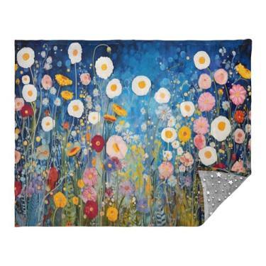 Imagem de CEBUGI Manta de flanela macia e quente 127 cm x 178 cm para sofá-cama, escritório, acampamento, viagem, flores, uso em todas as estações