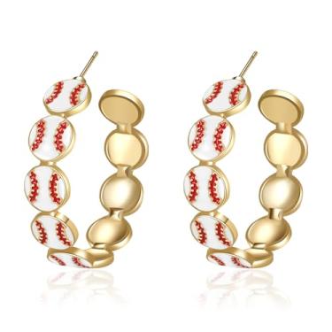 Imagem de Brincos de beisebol femininos para dia de jogo, beisebol, basquete, acessórios para fãs de futebol, Zinco, Sem pedra preciosa