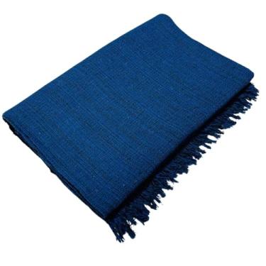 Imagem de Manta de Sofá Gigante 210x120cm em Algodão – Manta Artesanal para Sofá e Cama Decorativa(Azul Royal Mesclado)