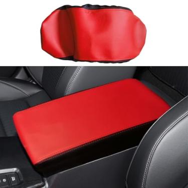 Imagem de SAUWU Capa de apoio de braço para console central de carro para Honda Civic 2026 2025 2024 2023 2022 com protetor de almofada de tampa de console central de couro CVT, vermelho + preto