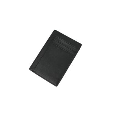 Imagem de Carteira masculina fina com bolso frontal minimalista com vários compartimentos, organizador compacto de viagem para negócios, Preto - T, Casual