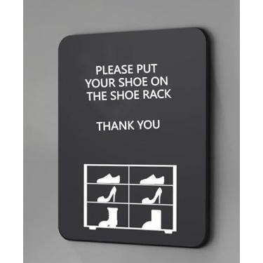 Imagem de Mantenha os sapatos na prateleira, acrílico preto 13 x 18 cm lembrete quente para a entrada da porta da frente (placas de sapateira)