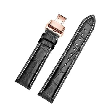 Imagem de FUKUZL Pulseiras de couro com fivela de implantação para pulseira Wtach masculina e relógio feminino Starp de 18 mm, 19 mm, 20 mm, 21 mm, 22 mm, 23 mm, 24 mm (preto e branco rosa, 20), 20, Ágata