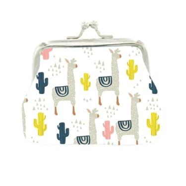 Imagem de Hasp Zero Carteira fofa artificial PU desenho animado alpaca bolsa de moedas durável suave mini bolsa de dinheiro feminina (B)