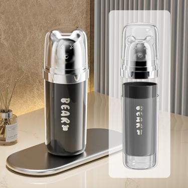 Imagem de Estojo para escova de dentes de viagem, suporte de escova de dentes com cara de urso 3 em 1, recipiente portátil para acampamento, viagem de negócios, banheiro, preto