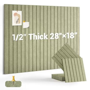 Imagem de AkuDecor Quadro de cortiça de 1,27 cm de espessura para escritório, pacote com 6 azulejos de parede de feltro -71 cm x 45,7 cm com abas adesivas seguras, quadro de avisos grande, quadro organizador de