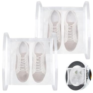 Imagem de Guduling 2 peças de bolsa de secar para sapatos, sacos de roupa de malha reutilizáveis para sapatos com zíper e alça, bolsa secadora de tênis para a maioria das máquinas de secar porta branca 40 x 48
