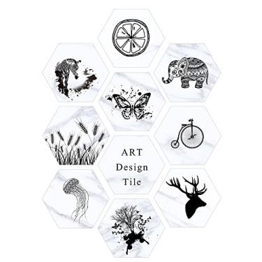 Imagem de 10 Peças Conjunto Adesivo de Piso Autoadesivo Removível DIY para Decoração Residencial Banheiro Cozinha Painéis Apoio Azulejos Parede Fácil Colar e Re