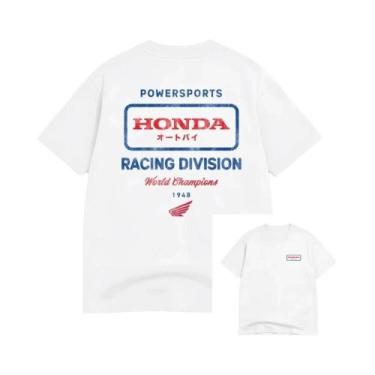 Imagem de Camiseta Retro De Corrida De Motocicleta Masculina, Ajuste Solto, Gola